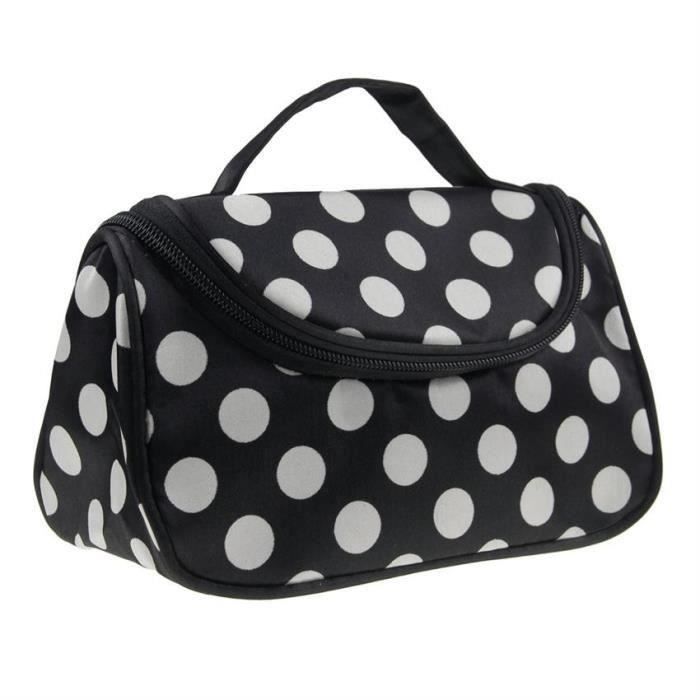 Trousse Sac Sacoche Maquillage Cosmétique Toilette Noir Blanc Polka