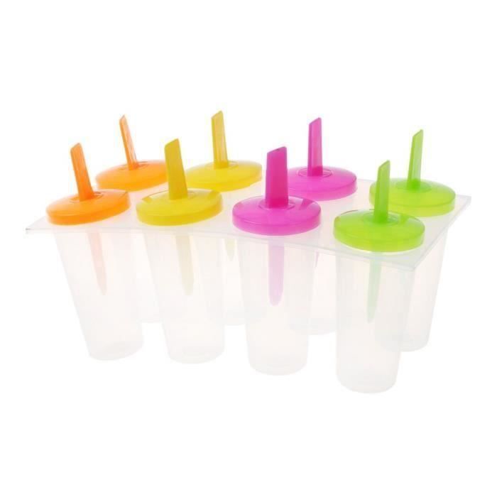 Set de 8 Batons Moule a Sorbet Glacon Gelee Creme Glacer Pops Mold Popsicle Yogurt