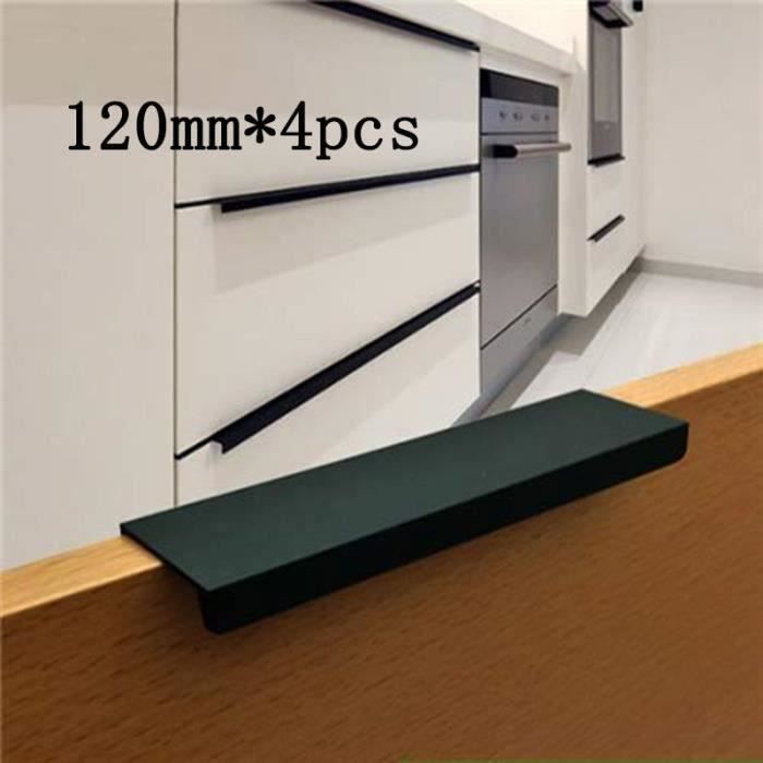 Poignée d’Armoire de Cuisine Poignées Meuble Tiroir, Placard en acier inoxydable Lot de 4 (Noir) (120mm)