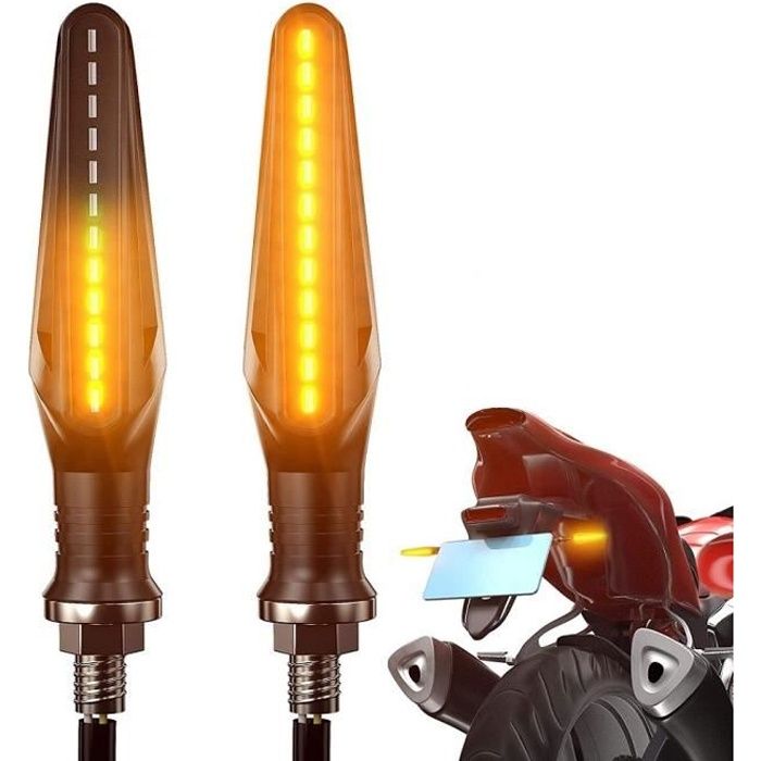 2X Clignotants LED Séquentiel Universel 12 V Moto Scooter Ambre Ampoule Feu