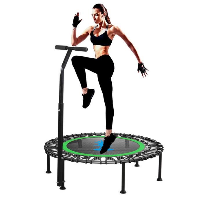 FREOSEN Trampoline Fitness Φ101cm, Mini Trampoline Exterieur/Interieur, Trampoline pour Adulte et Enfant avec Poignée Réglable à 3 N