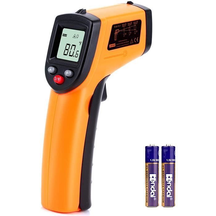 Thermomètre de Cuisine Sans Contact LCD Laser Ir Numérique Thermomètre Infrarouge Point GM320 -50 ~ 330 ºc(Batterie Incluse)