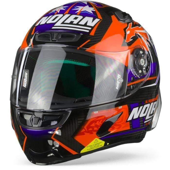 NOLAN X-803 RS ULTRA CARBON 24 STONER CASQUE INTÉGRAL CARBONE NOIR ORANGE BLEU S