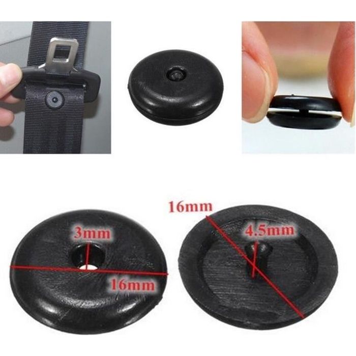 ProPlip Clip bouton en plastique noir bouchon d'arrêt pour ceinture de sécurité de voiture