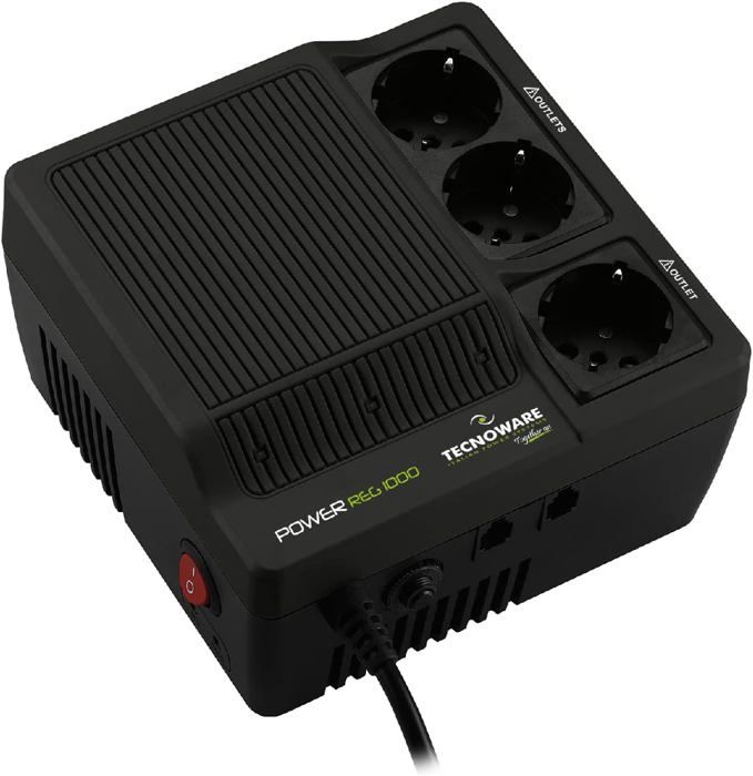 Tecnoware Power Reg 1000VA, 50 Hz, 1000 VA, 800 W, 3 sortie(s) CA, Type F, Type L, Type F