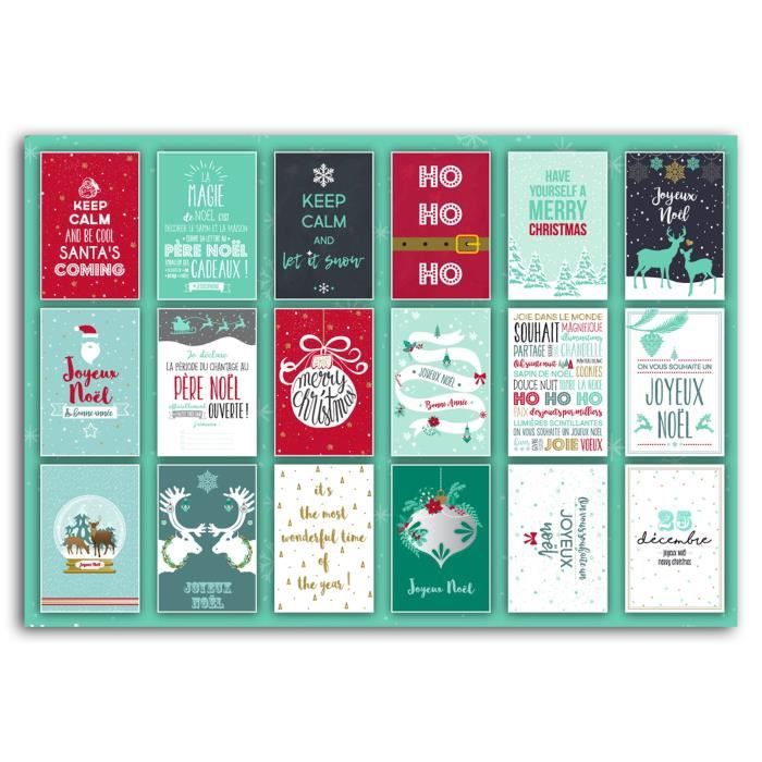 TOGA Bloc de 10 Cartes Postales - Motif Joyeux Noëlde Noël - 18 designs différents