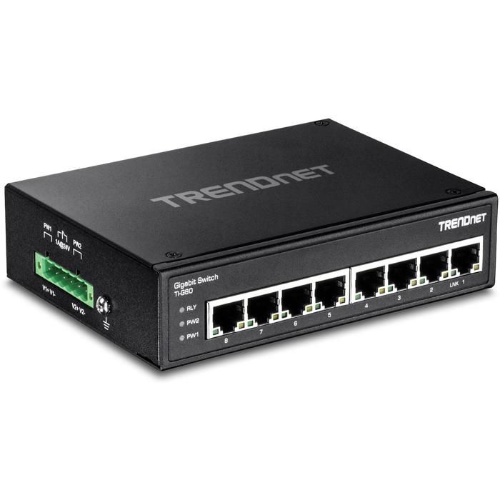 TRENDNET Commutateur Ethernet TI-G80 8 Ports - 2 Couches supportées - Paire torsadée - Montage sur rail