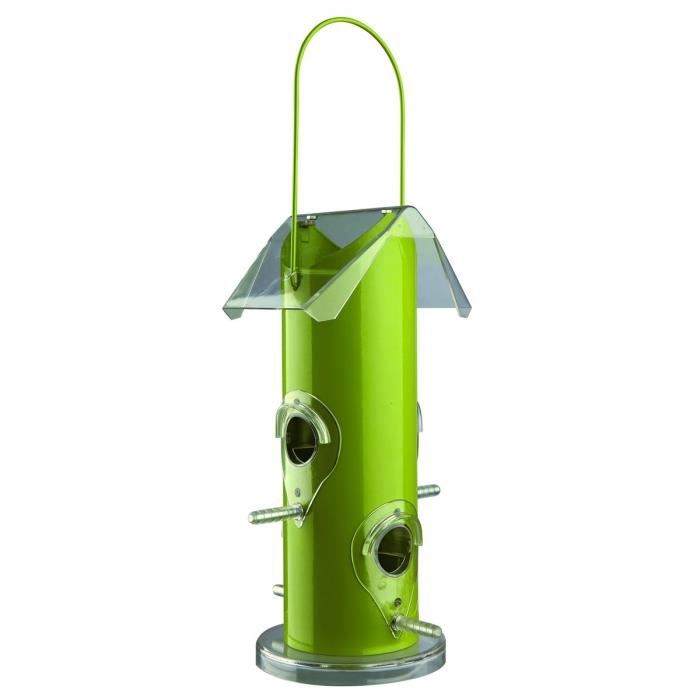Distributeur de nourriture pour oiseaux 14 × 25 × 14 cm vert