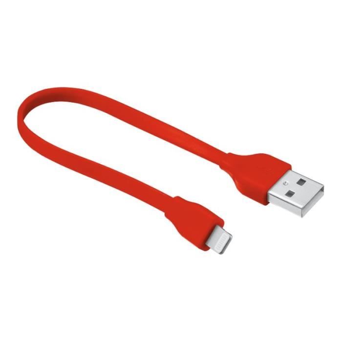 TRUST Câble Lightning plat 20 cm - Rouge