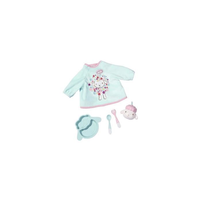 Coffret Repas poupon 43 cm pour Baby Annabell - Inclut couverts, gobelet, assiette, bavoir - Accessoires de Jeu poupee - Fille