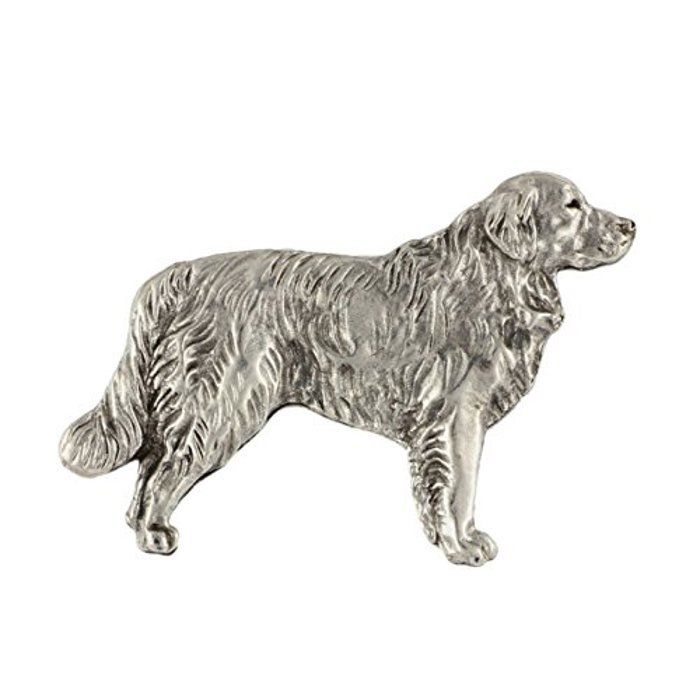 Broche en forme de chien dART-DOG en plaqué argent sur base ZnAl bijou unique Golden Retriever 2 3x2 9x4cm