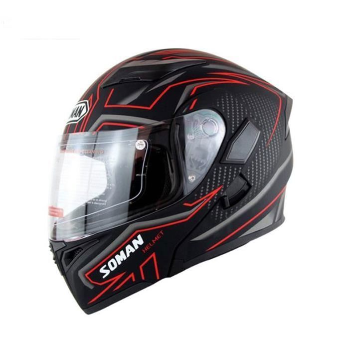 QJWMatic Casque Moto Intégral Modulable Certifié ECE - Double Visière, Ventilation Réglable, Confort Premium 54-61 Cm Homme/Femme