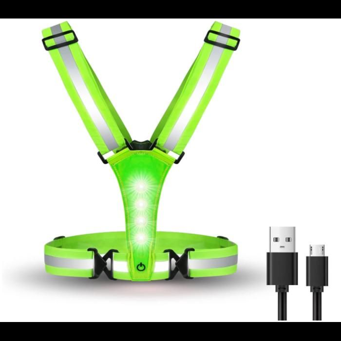 LED sécurité Rechargeable USB Gilet Running avec indicateur de sécurité et Ceinture réfléchissante pour Jogging Camping etc LED sécurité Rechargeable USB Gilet Running avec indicateur de sécurité et Ceinture réfléchissante pour Jogging Camping etc