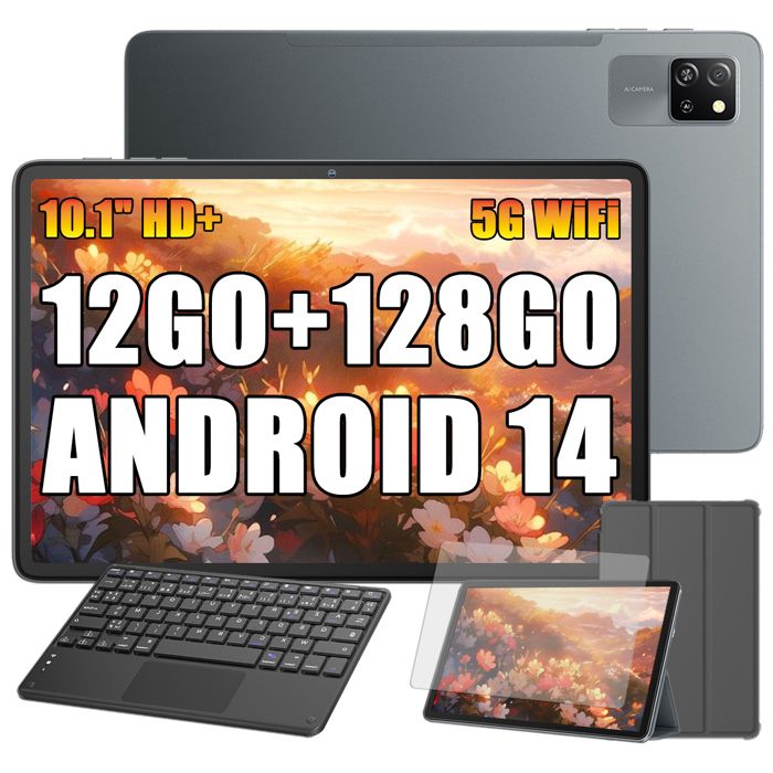 Blackview Tab 60 Pro Tablette Tactile 10.1 HD+ IPS Android 1412Go+128Go/SD 1 To5100mAh(10W) Wifi 5 Gris Avec Clavier K1