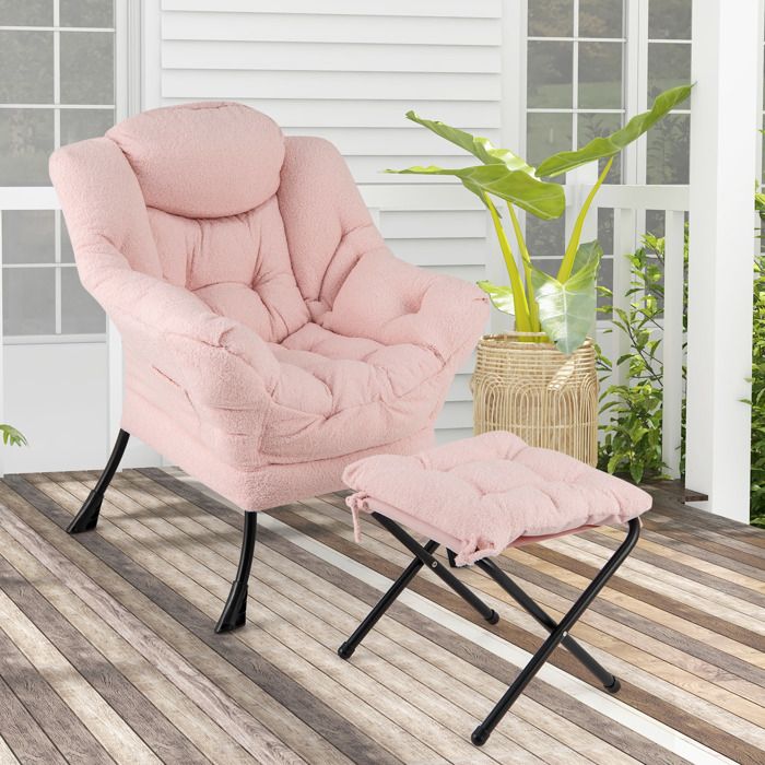 GIANTEX Fauteuil Relax avec Repose-Pied Pliable+ Oreiller+ Poche Latérale-Fauteuil Rembourré Moderne- pour Salon/Bureau- Rosé GIANTEX Fauteuil Relax avec Repose-Pied Pliable+ Oreiller+ Poche Latérale-Fauteuil Rembourré Moderne- pour Salon/Bureau- Rosé