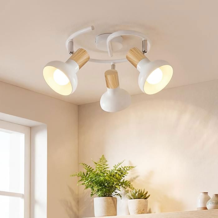 Homefire Spot de plafond vintage E14 intérieur 350° orientable blancsans ampoule industriel 3 lampes rond