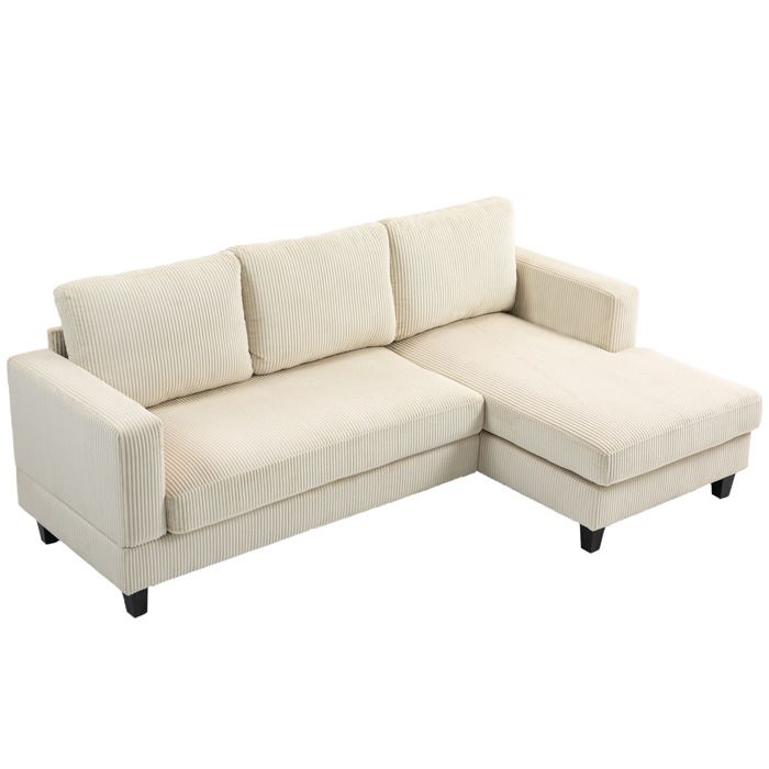 Canapé dangle - HOMCOM - en velours côtelé - 3 places - méridienne et coussin à ressorts épais - largeur 214 cm - beige Canapé dangle - HOMCOM - en velours côtelé - 3 places - méridienne et coussin à ressorts épais - largeur 214 cm - beige