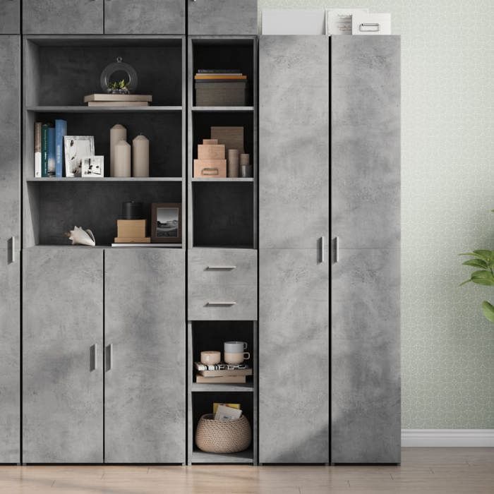 (Soldes dhiver)Buffet haut - CLARENCE - Commode/Buffet de cuisine gris béton 30x425x185 cm - Bois dingénierie RUI6007