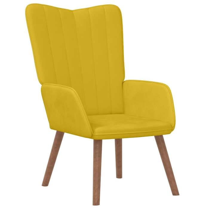 NEUF 2026 CHIC Chaise de relaxation SWEETY Max. charge 110 kg Jaune moutarde Velours 61.5x69x95.5 cm FF4986