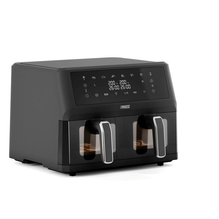 Princess 182276 - Airfryer Double Panier 11L - 2x55L - Fenêtre - 8 Programmes - 2400W - Sans PFAS - Écran Tactile - Sync - Princess