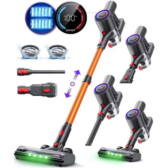Aspirateur balai sans fil - ZGEER - 45Kpa - 60 min autonomie - 500W - Affichage LED - Tube télescopique - Autoportant - Zgeer