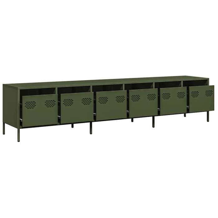 Cabinet TV - Vert - Meuble TV pour Télévision - 1 PC - vert olive 202x39x43 5 cm acier laminé à froid T242