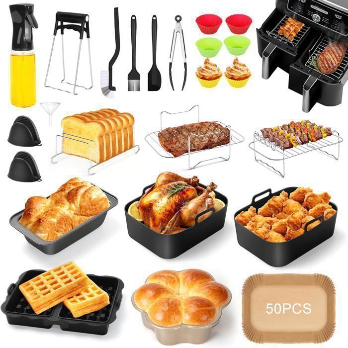 71Pcs Accessoires Air Fryer Ninja - Moule Silicone Accessoires Friteuse Air pour AF300EU AF400EU AF500EU 7 6L-9 5L Sans BPA