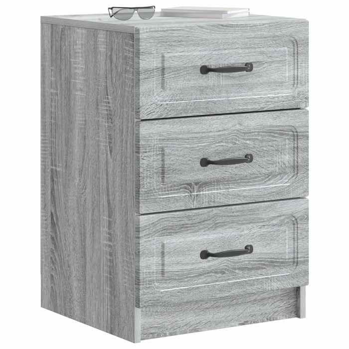Cabinet de chevet avec tiroir - vidaXL - petit meuble de nuit - bois dingénierie - sonoma gris - 43 x 41 x 635 cm - 3 tiroirs{rxg5
