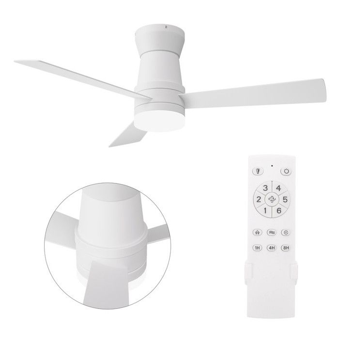 Ventilateur Plafond Télécommande Silencieux Ø132 cm 3 pales Ventilateur Dimmable Plafonnier 6 Vitesses blanc