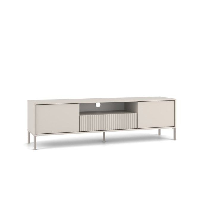Meuble TV - 3XE LIVING - 164 x 47 x 40 cm - Cachemire - MDF stratifié - Tiroir portes ouverture pression