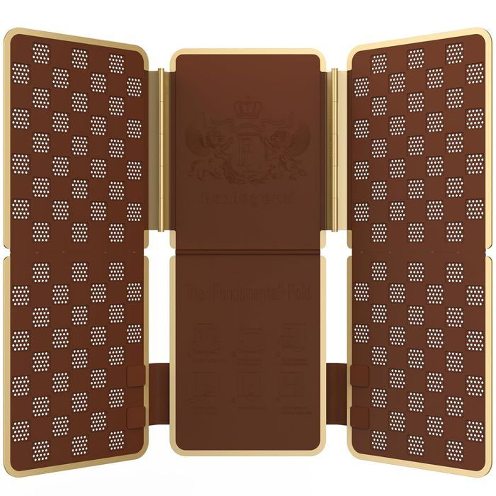 Planche à plier le linge - plieur de vêtements à bords métalliques pour t-shirts chemises pulls pantalons marron