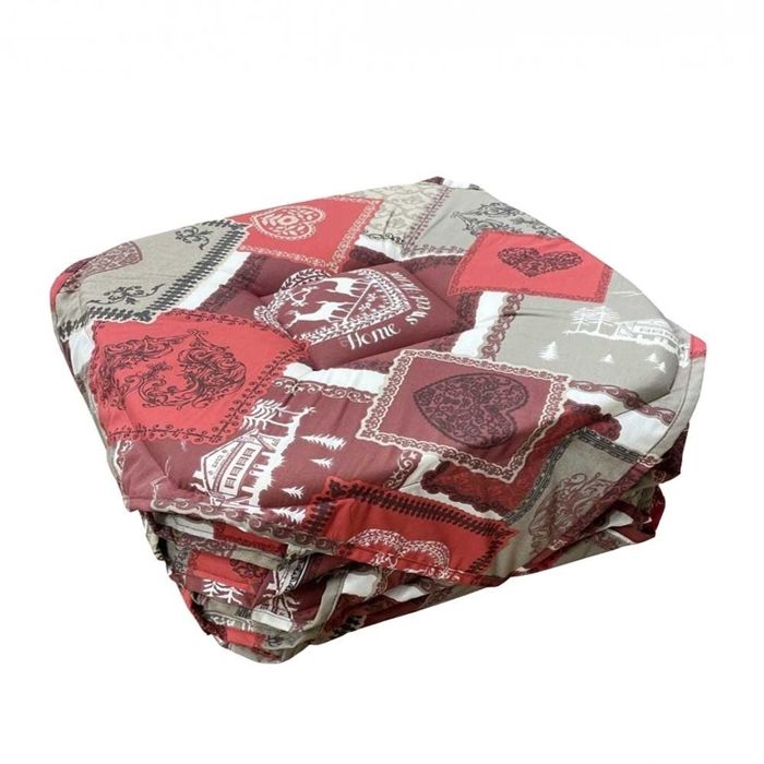 ALPES BLANC - Lot de 6 galettes de chaise 38x38 cm – Motif Chalet Rouge style Montagne – Assise confortable – Fixation avec lanières ALPES BLANC - Lot de 6 galettes de chaise 38x38 cm – Motif Chalet Rouge style Montagne – Assise confortable – Fixation avec lanières