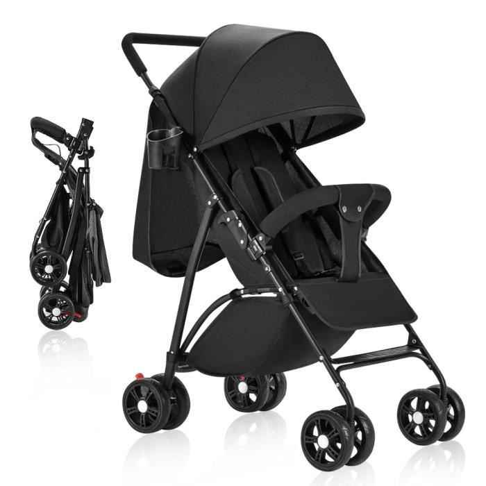 Poussette bébé citadine ultra compacte MOMI Estelle - De 0 à 36 mois - Noir  - Cdiscount Puériculture & Eveil bébé