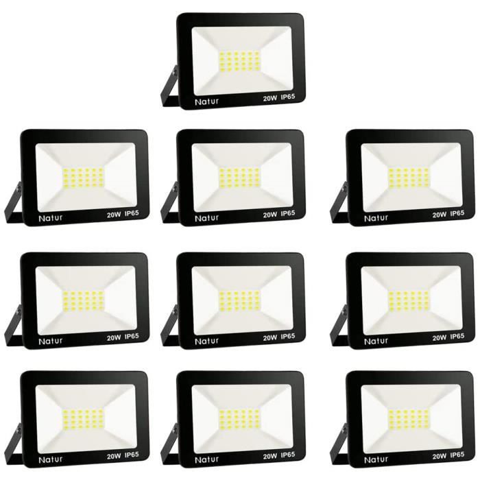 Pack de 2 Projecteurs LED Extérieur 20W IP65 Étanche 2100Lm 6000K Blanc Froid – Idéal pour Maison, Garage, Patio, Terrasse et Jardin | Leroy Merlin