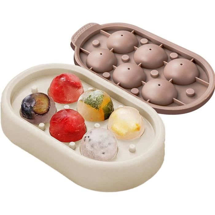 Lot De 6 Moules à Glaçons Ronds En Silicone Réutilisables - Avec Couvercle, 6x5 Cm, Colorés