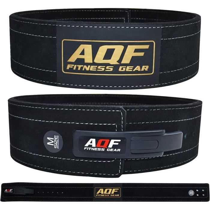 Ceinture de musculation - AQF Levier Boucle - Cuir vache/daim véritable - 4 largeur - 10 mm épaisseur