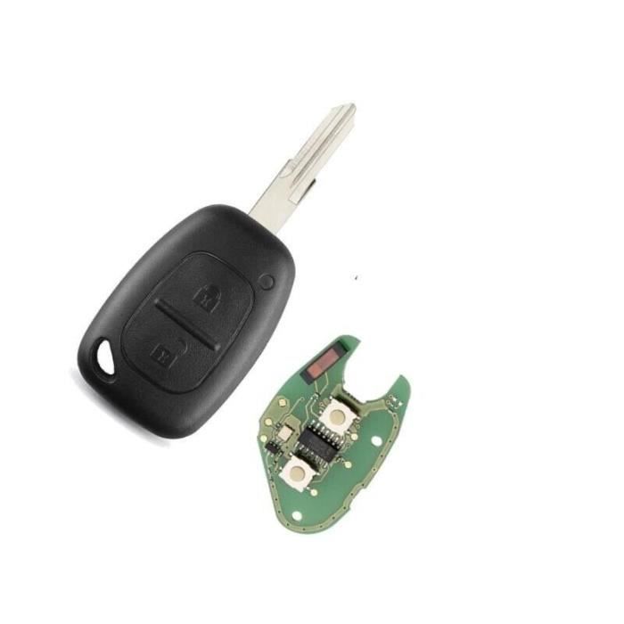 Coque Clé Télécommande Compatible Renault Clio 3, Kangoo 2, Twingo 2 | Avec Lame Vierge + Pile + Boutons | Remplacement Boîtier Clé