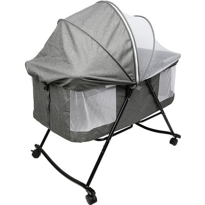 Lit Bebe Cododo Berceau Pour Bebe A Roulettes Pliable De 0 36 Mois Avec Moustiquaire Gris Cdiscount Puericulture Eveil Bebe