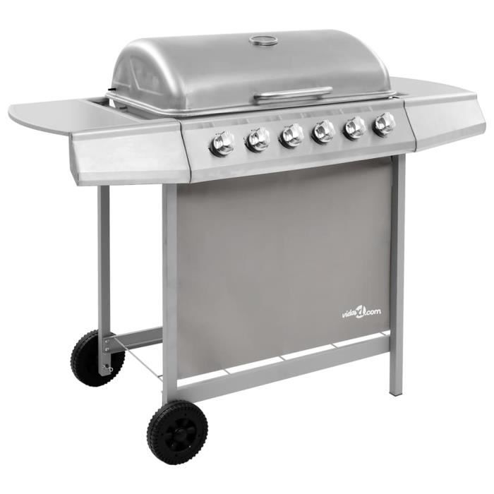 Barbecue vidaXL Barbecue à gaz avec 5 brûleurs argenté acier inoxydable
