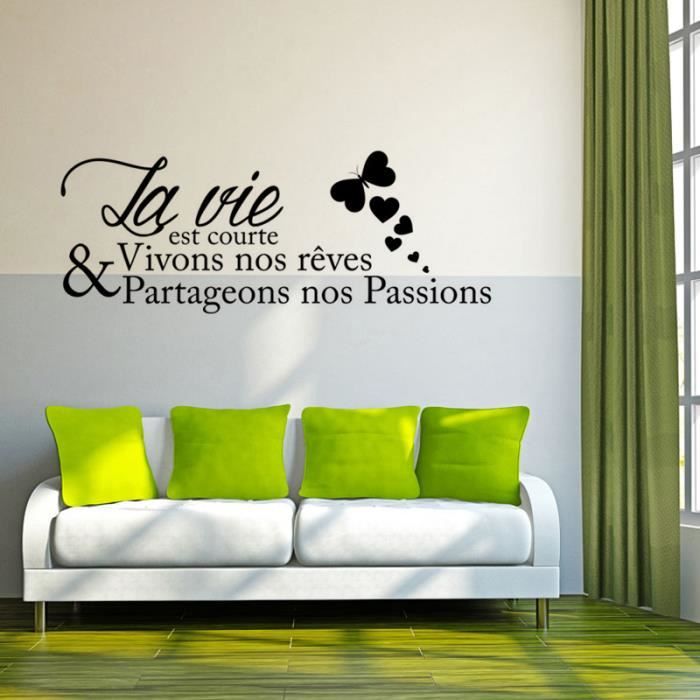 Noir Stickers Muraux Citation La Vie Est Courte Noir Stickers Muraux Citation La Vie Est Courte 105cmx40cm Cdiscount Maison