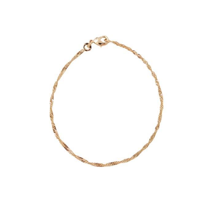 Bracelet - Femme - Maille Singapour - Torsadée - Plaqué Or Jaune 750/1000 - 3 Microns - 19 cm