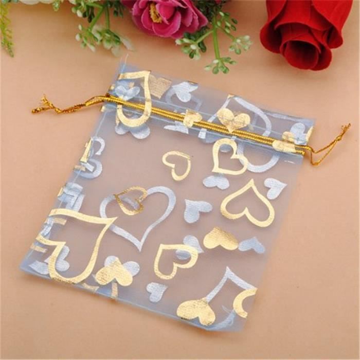 120 Sachets Organza Blanc 7x9cm - Poches Cadeaux Mariage Noël Bijoux Bonbons - Avec Cordon Fermeture