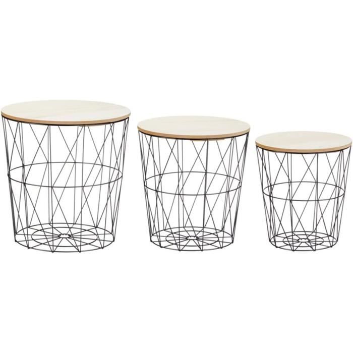 VCM Set De 3 Tables D'appoint Table Basse Table De Salon Table Basse Glisal Blanc