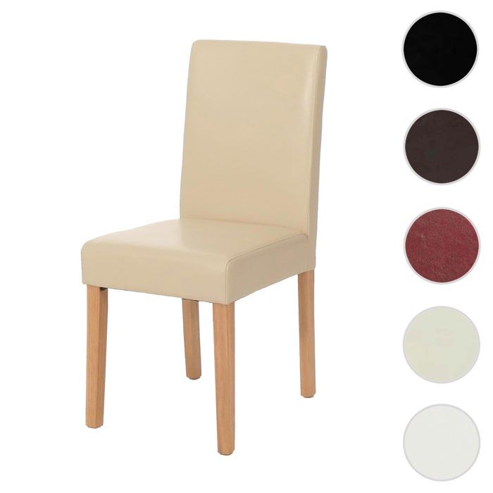 Chaise de salle à manger Littau chaise de cuisine cuir ~ crème pieds clairs