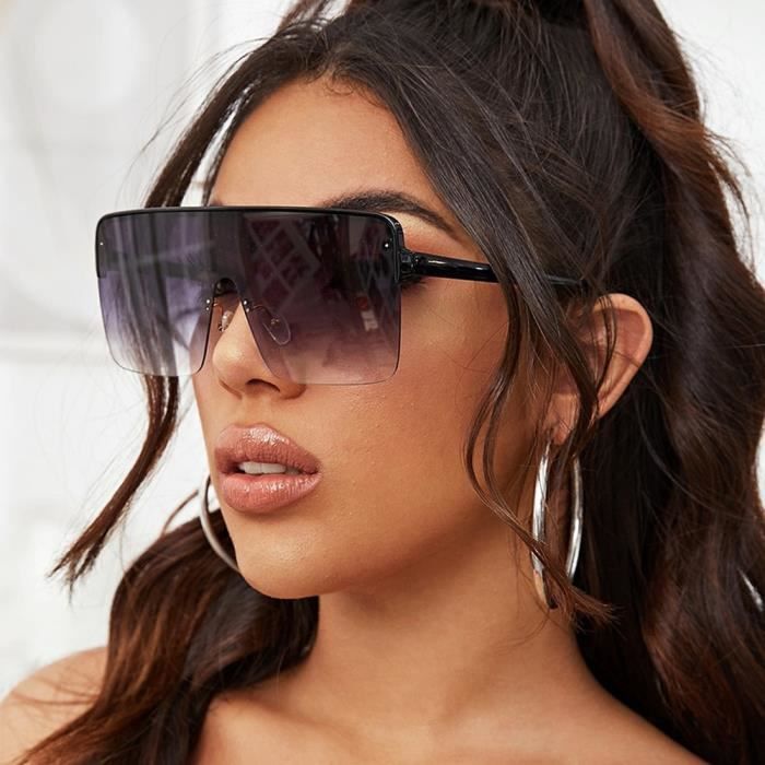 Lunettes de soleil carrees surdimensionnees grande taille pour hommes et femmes a semi bords UV400 nouve Light Pink JO7198 Achat Vente lunettes de soleil Mixte Cdiscount