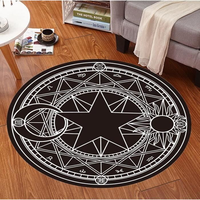 TAPIS,A-80cm--Tapis rond dessin animé Cardcaptor Sakura, cercle magique TAPIS,A-80cm--Tapis rond dessin animé Cardcaptor Sakura, cercle magique