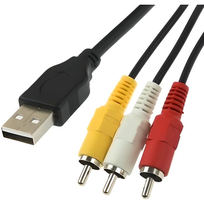 Câble Adaptateur Composite pour Télévision PC Prise USB Mâle vers 3 Prises RCA Jack Mâles pour Audio et Vidéo Mac Câble Séparateur USB vers 3 x RCA 1,5 m Yilan 