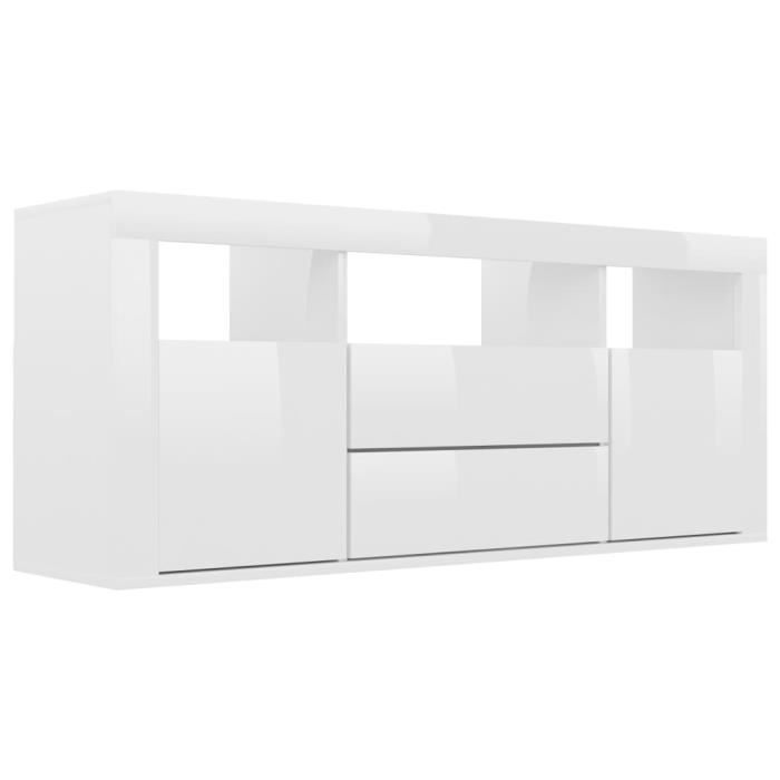 579}Jill's Meuble TV ,Luxueux Magnifique Armoire TV ,Meuble HiFi Blanc brillant 120x30x50 cm