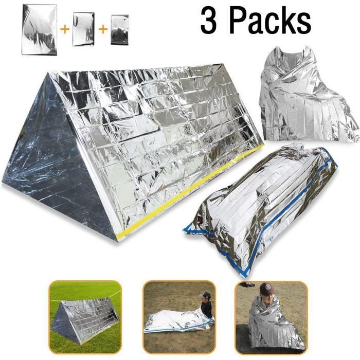 Couverture De Survie 3en1 Mylar - Tente + Sac De Couchage + Couverture - Urgence