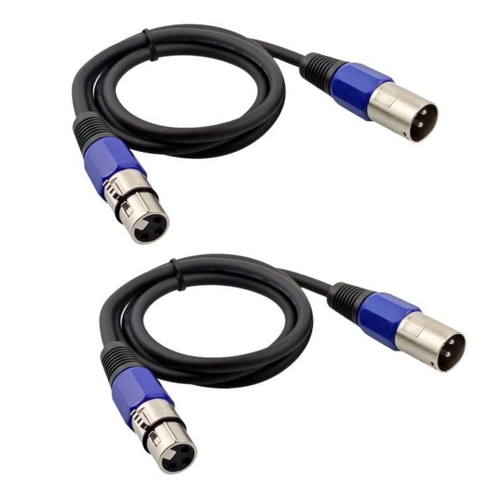 Câble DMX Keepdrum - XLR 3 Broches, 100 Ohm, 6 Mètres, Bleu - Pour Contrôle D'éclairage Scène Ou Spectacle - 3